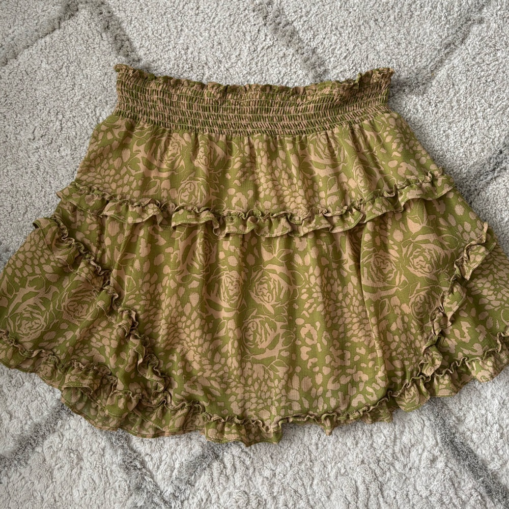 Urban Outfitters Olive and Beige Textured Skirt